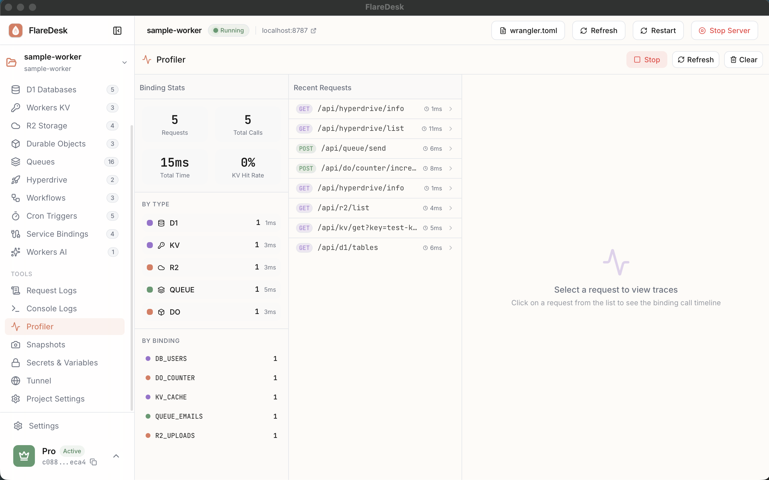 Profiler in FlareDesk